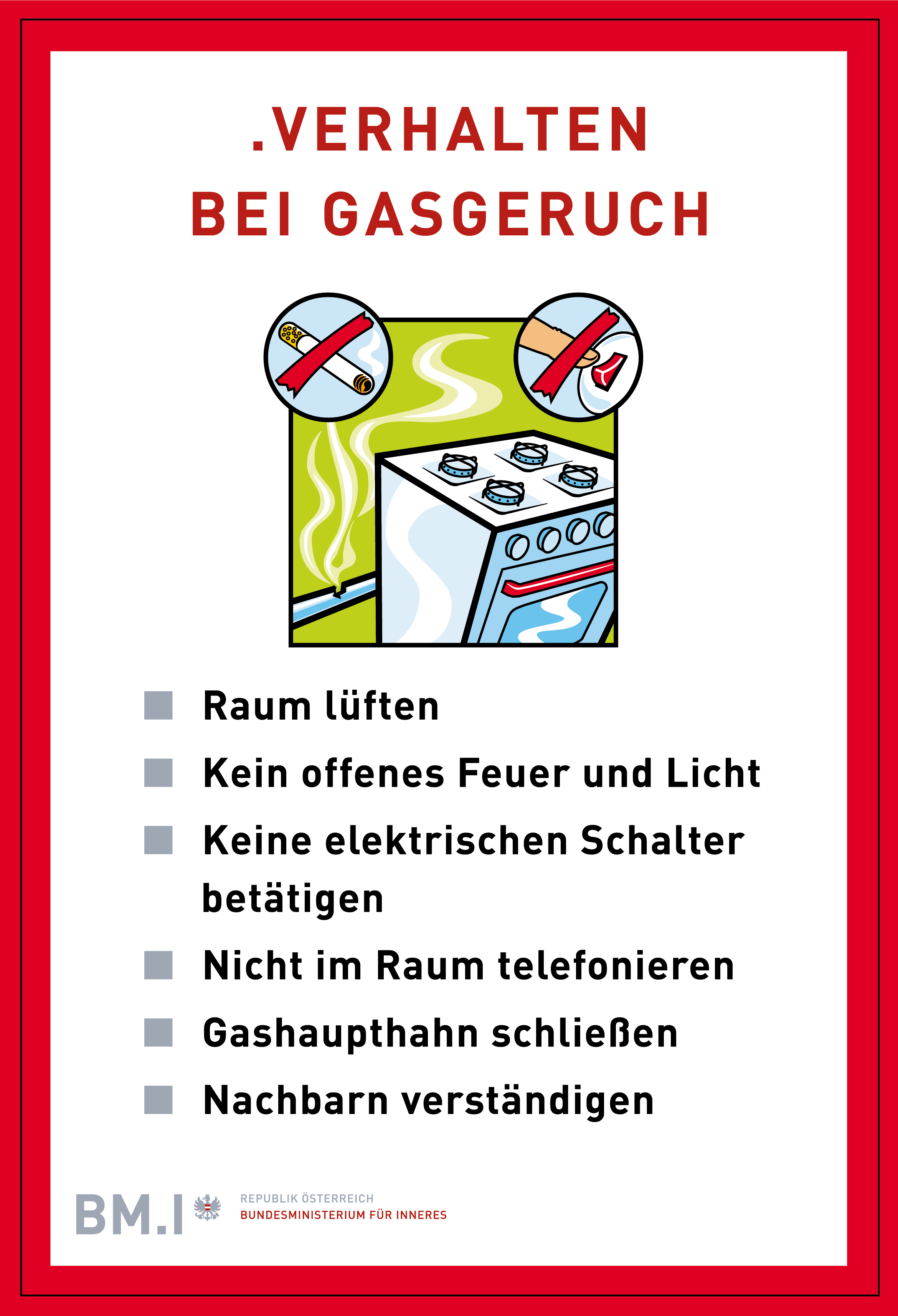 Verhalten bei Wahrnehmung von Gasgeruch