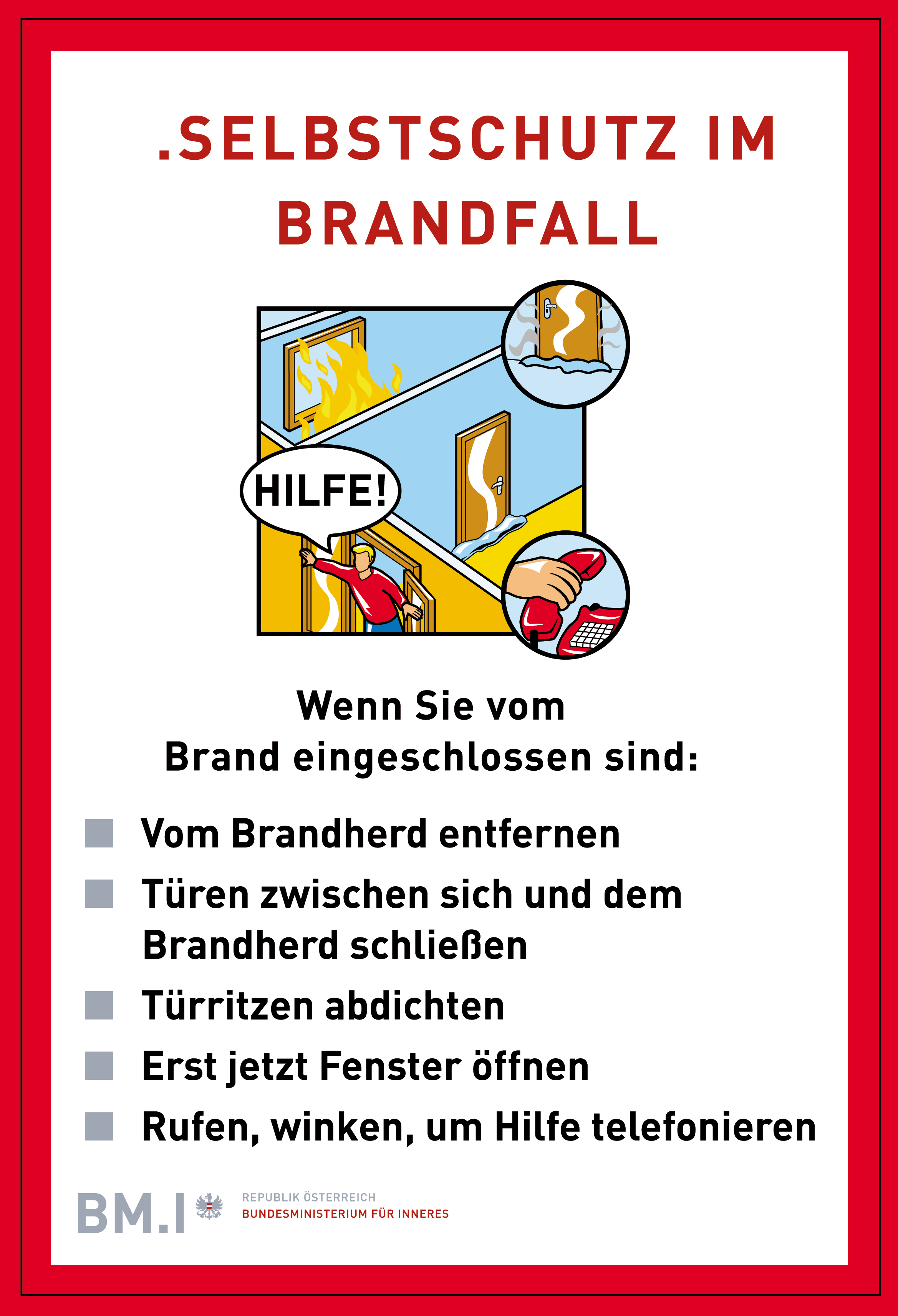 Poster für Selbstschutz im Brandfall